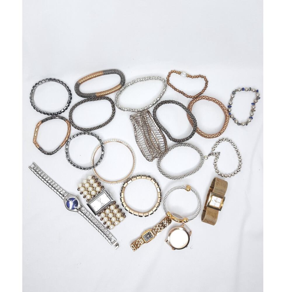 Mixed Lot Bracelets Plus Watches Vintage Jewelry Destash Craft DIY Upcycle